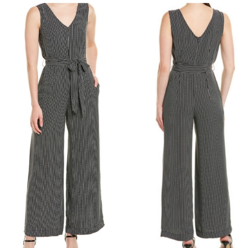 Max Studios Dot & Striped Sleeveless Jumpsuit